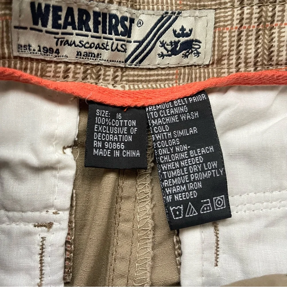 Wear First Tan Casual Cargo Pants with Relaxed Fit Boys Size 16